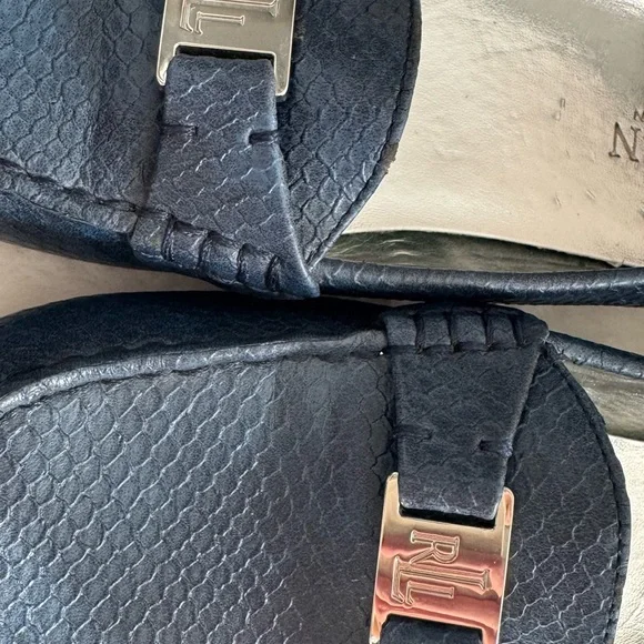 Ralph Lauren Navy Textured Loafers - Picture 2 of 6